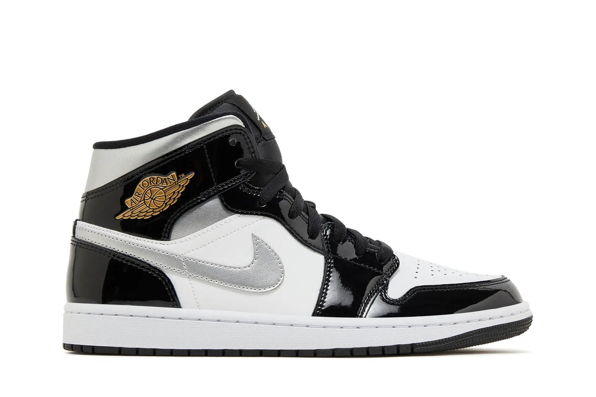 Jordan 1 Mid SE Black White Metallic Silver - Classic High-Top Sneaker